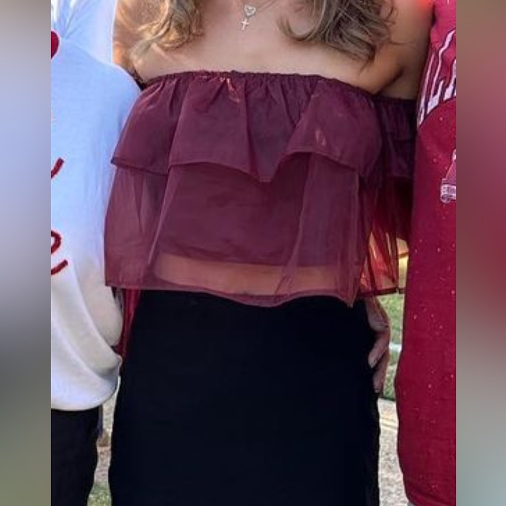 Off the shoulder crimson blouse